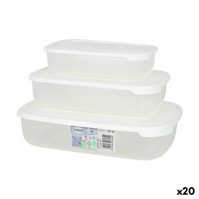 Set of 3 lunch boxes Tontarelli Family White Rectangular 29,6 x 19,8 x 7,7 cm (20 Units)