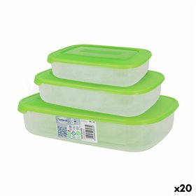 Set of 3 lunch boxes Tontarelli Family Green Rectangular 29,6 x 19,8 x 7,7 cm (20 Units)