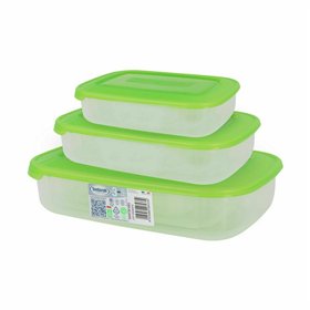 Set of 3 lunch boxes Tontarelli Family Green Rectangular 29,6 x 19,8 x 7,7 cm (20 Units)