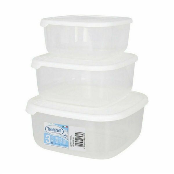 Set of 3 lunch boxes Tontarelli Family White 20 x 20 x 9,4 cm (20 Units)
