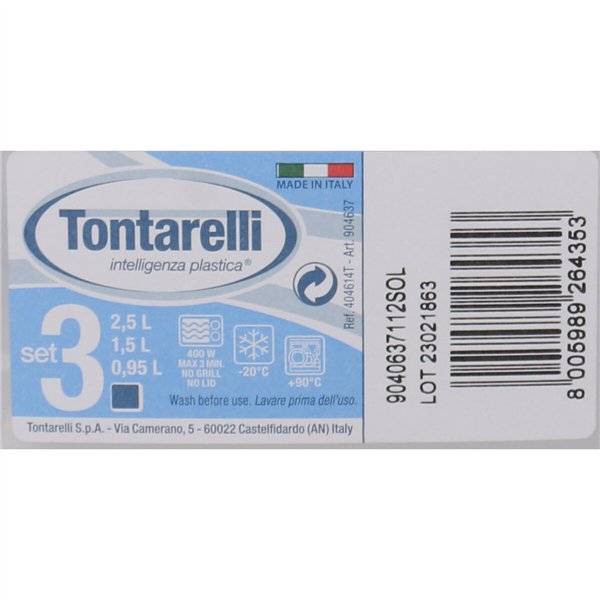 Set of 3 lunch boxes Tontarelli Family White 20 x 20 x 9,4 cm (20 Units)