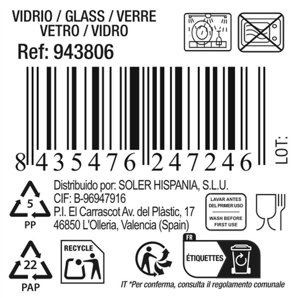 Flat Plate La Mediterránea Andra Glass (24 Units) (ø 27cm)