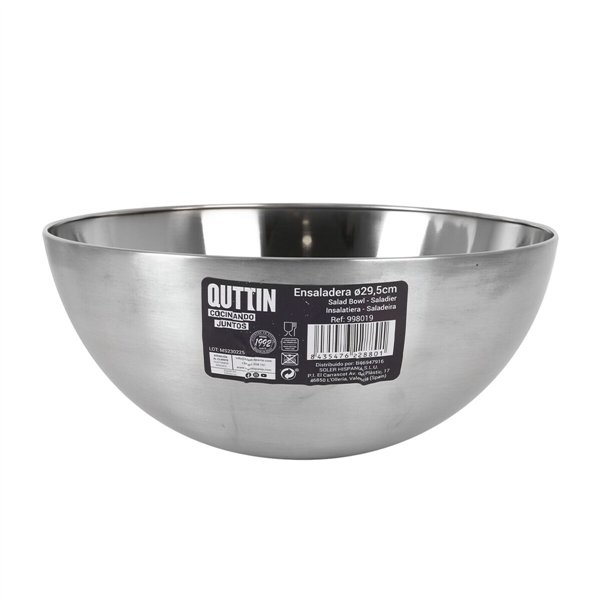 Salad Bowl Quttin Silver Ø 29,5 cm Steel (6 Units)