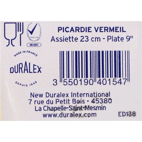 Flat Plate Duralex Picardie Crystal Amber Ø 23 cm (48 Units)