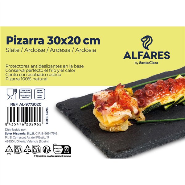 Tray Santa Clara Alfares Board 30 x 20 cm 6 mm (12 Units)