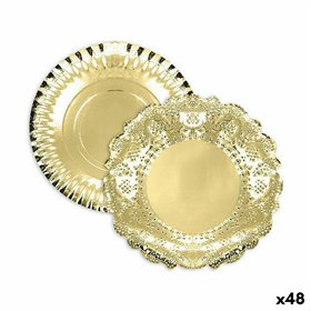 Snack tray Algon Golden Circular 23 x 23 x 1,5 cm (48 Units)
