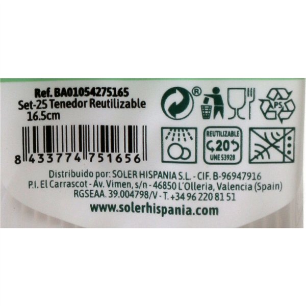 Fork Set Algon Reusable White 36 Units 16,5 cm