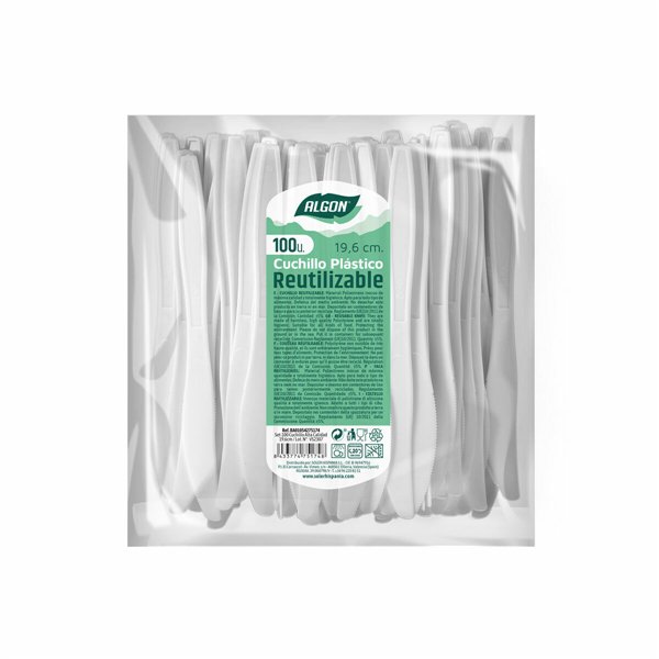 Knife Set Algon Reusable White 10 Units 19,6 cm