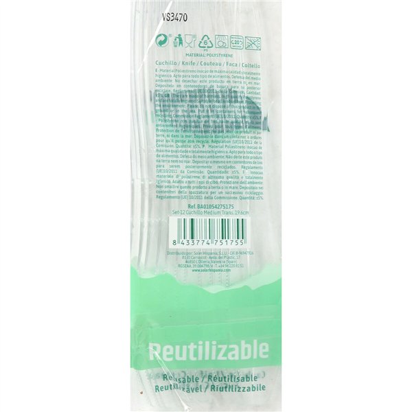 Knife Set Algon Reusable White 36 Units 19,6 cm