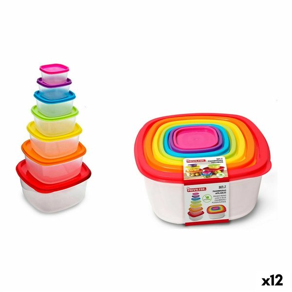 Set of lunch boxes Privilege Multicolour 3 L 7 Pieces 12 Units