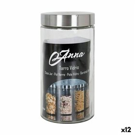 Jar Anna 1,7 L Glass Steel 11 x 11 x 22 cm (12 Units)