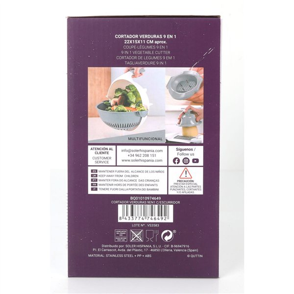 Manual Vegetable Chopper Quttin 9/1 White 22 x 15 x 11 cm