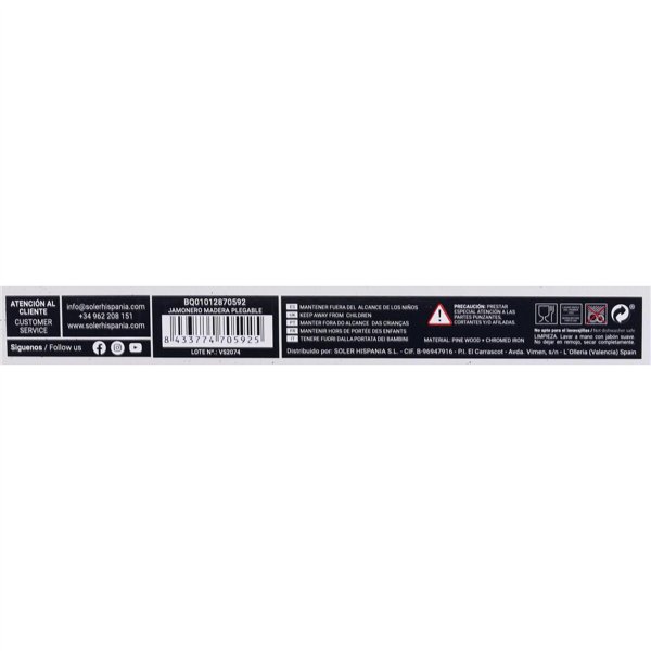 Folding Ham Stand Quttin (48,5 x 16,5 x 2,3cm) Wood 48,5 x 16,5 x 2,3 cm (4 Units)