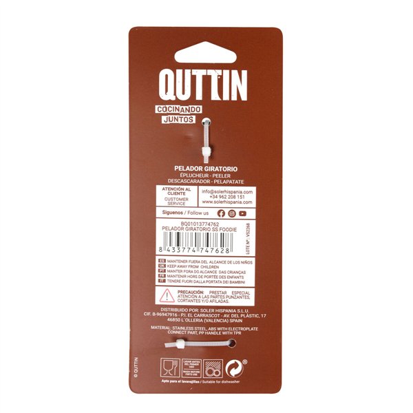 Rotary Peeler Quttin Foodie Stainless steel 1 mm 19 x 5,5 cm (18 Units)