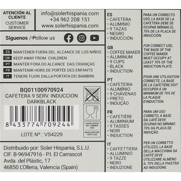 Italian Coffee Pot Quttin 9 Cups (6 Units)