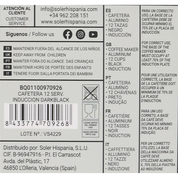Italian Coffee Pot Quttin 12 Cups (6 Units)