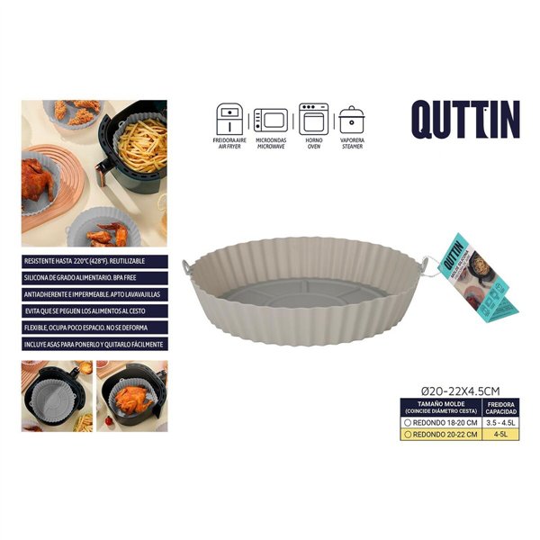 Air Fryer Basket Quttin AIR FRYER Silicone 22 x 22 x 5 cm (24 Units)