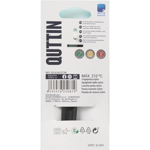 Pasta Spoon Quttin Nylon 29 x 5,5 cm Black (24 Units)