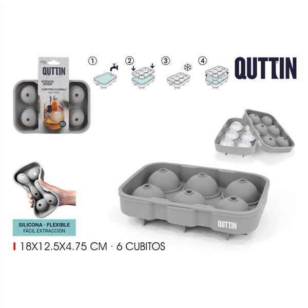 Ice Cube Mould Quttin Silicone 18 x 12,5 x 4,75 cm (24 Units)