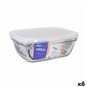 Rectangular Lunchbox with Lid Duralex Freshbox Transparent 1,7 L 21,5 x 16,5 x 8 cm (6 Units)