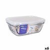 Rectangular Lunchbox with Lid Duralex Freshbox Transparent 1,7 L 21,5 x 16,5 x 8 cm (6 Units)