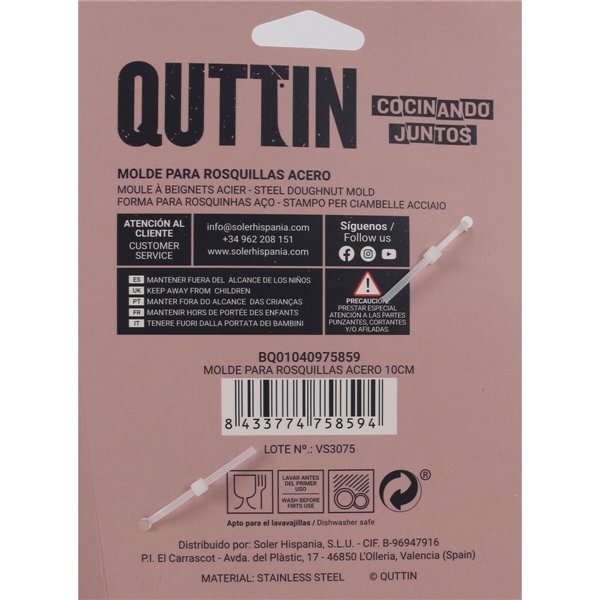 Oven Mould Quttin Silver Steel Doughnuts Ø 10 cm 10 x 3,5 cm (24 Units)