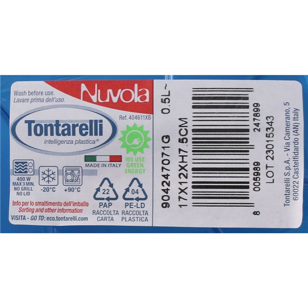 Set of lunch boxes Tontarelli Nuvola 500 ml Blue Rectangular 4 Pieces (12 Units)