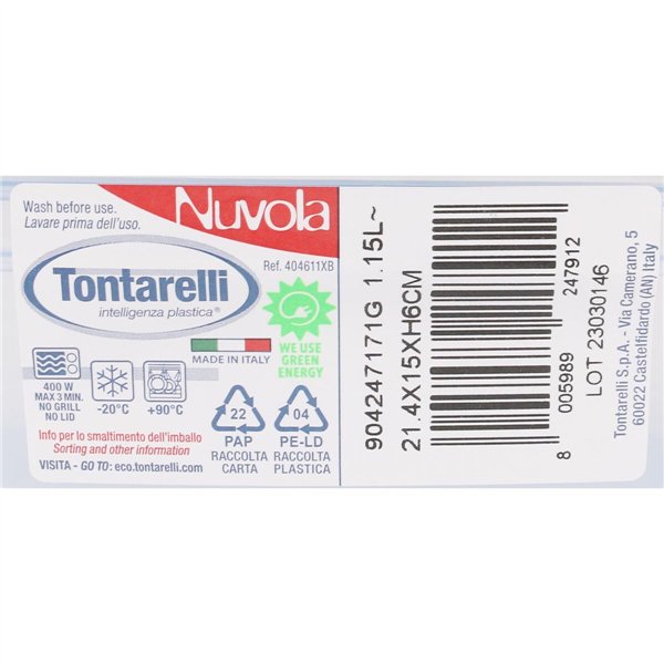 Set of lunch boxes Tontarelli Nuvola 1,15 L Blue Rectangular 3 Pieces (12 Units)