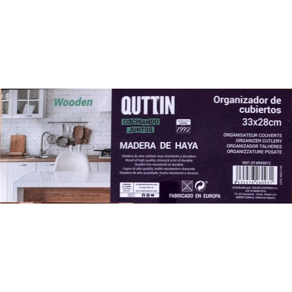 Органайзер для столовых приборов Quttin Wood 33 x 28 x 3,5 см (12 штук)