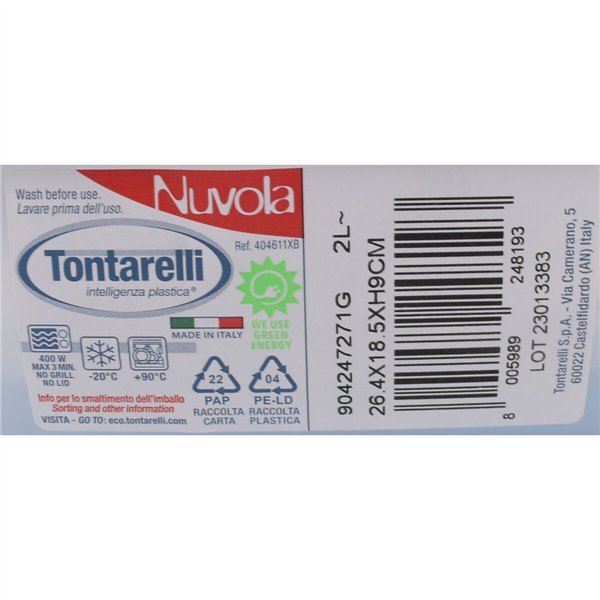 Set of lunch boxes Tontarelli Nuvola 2 L Blue Rectangular 2 Pieces (12 Units)