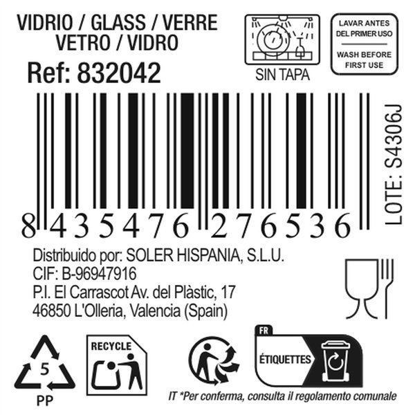 Jar with Lid and Dosage Dispenser La Mediterránea Chrysler 1,8 L Glass (6 Units)