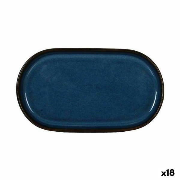 Snack tray La Mediterránea Chester Blue Oval 20 x 11 x 1,5 cm (18 Units)