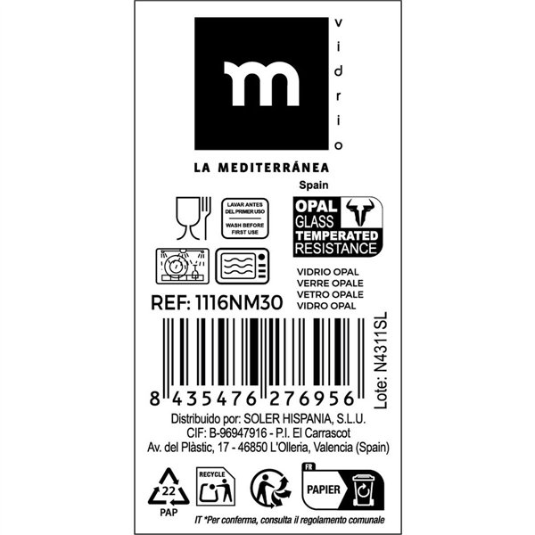 Salad Bowl La Mediterránea Multicolour 18 Units