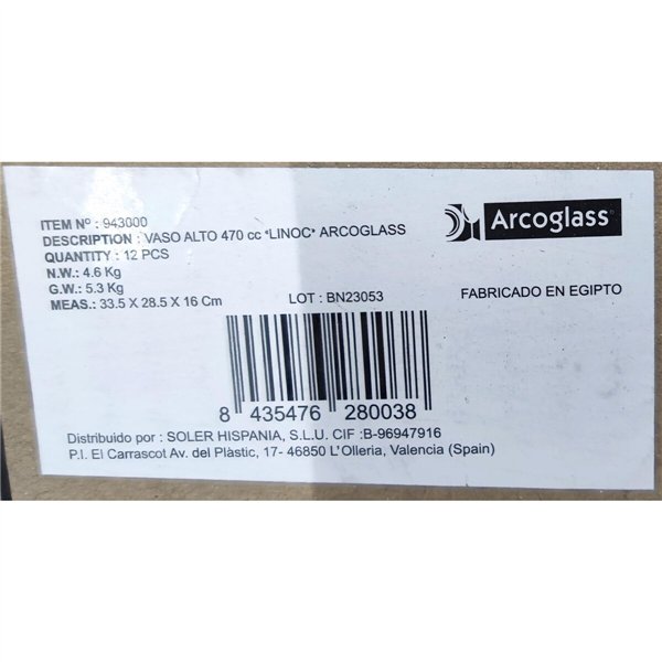 Glass Arcoglass Linoc 470 ml (12 Units)