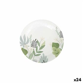 Plate set Algon Disposable Cardboard Floral 12 Pieces 18 cm (24 Units)