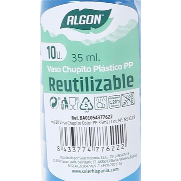 Set of Shot Glasses Algon Reusable 10 Pieces 35 ml (50 Units)