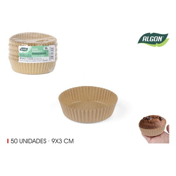 Set of Cake Tins Algon Paper 9 X 3 CM 50 Pieces (36 Units)