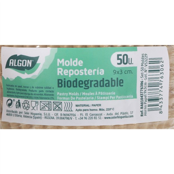 Set of Cake Tins Algon Paper 9 X 3 CM 50 Pieces (36 Units)