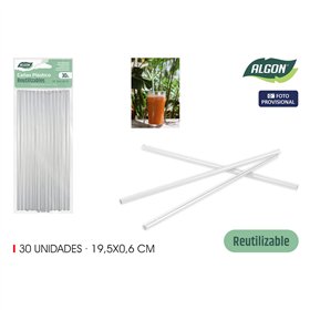 Reusable Drinking Straw Algon Plastic 19,5 cm 6 mm 30 Pieces 24 Units