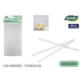 Reusable Drinking Straw Algon Plastic 22 cm 8 mm 20 Pieces 24 Units
