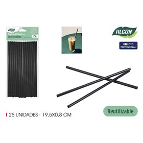Reusable Drinking Straw Algon Plastic 19,5 cm 8 mm 25 Pieces 24 Units