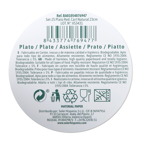 Plate set Algon 23 cm 25 Pieces (18 Units)