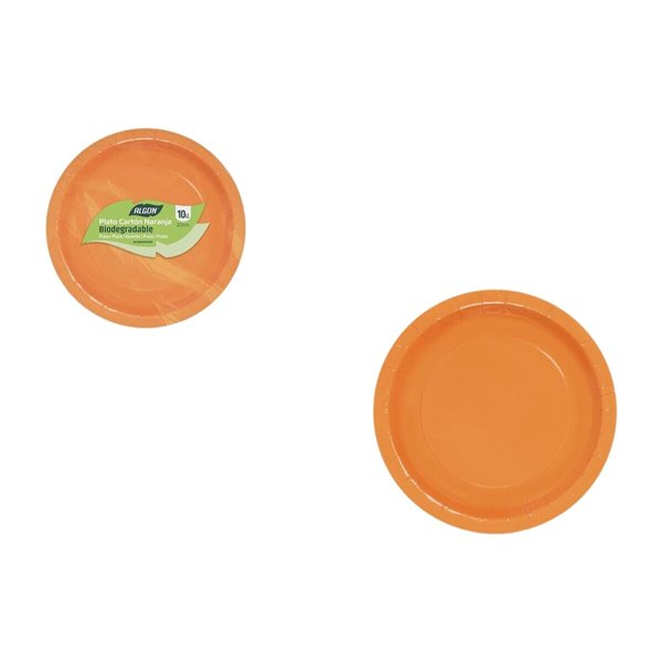 Plate set Algon Orange 20 cm 10 Pieces (24 Units)