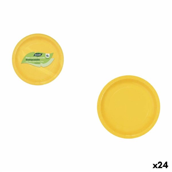 Plate set Algon Yellow 20 cm 10 Pieces (24 Units)