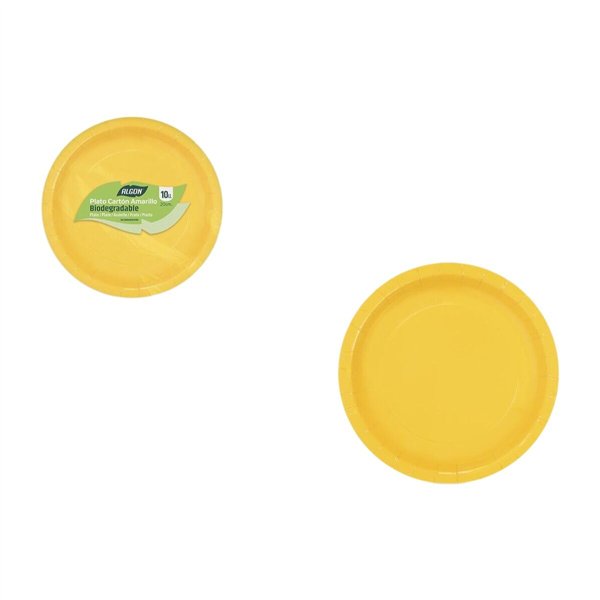 Plate set Algon Yellow 20 cm 10 Pieces (24 Units)