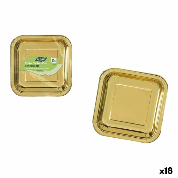 Plate set Algon Golden 23 cm 10 Pieces (18 Units)
