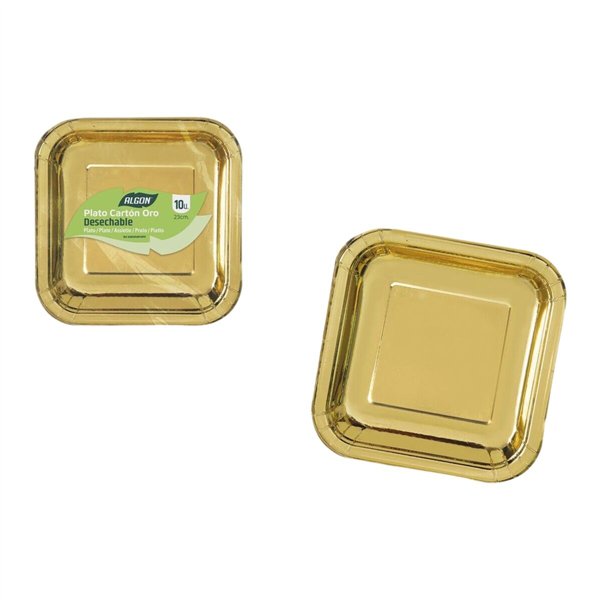 Plate set Algon Golden 23 cm 10 Pieces (18 Units)