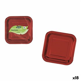 Plate set Algon Red 23 cm 10 Pieces (18 Units)
