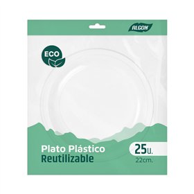 Plate set Algon Plastic 22 cm 25 Pieces (12 Units)