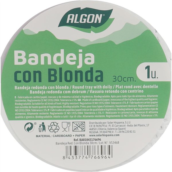 Snack tray Algon Circular 30 cm (30 Units)